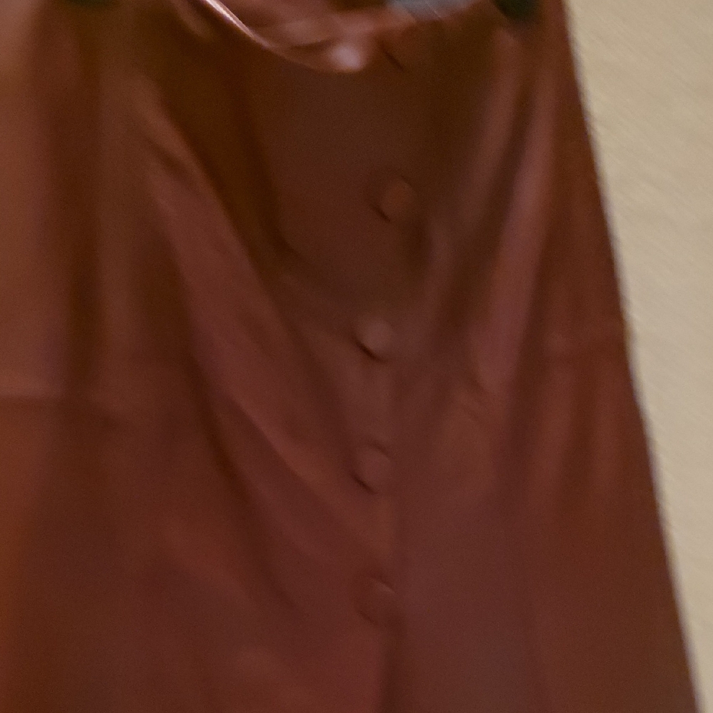 Brown Button-Up Leather Skirt